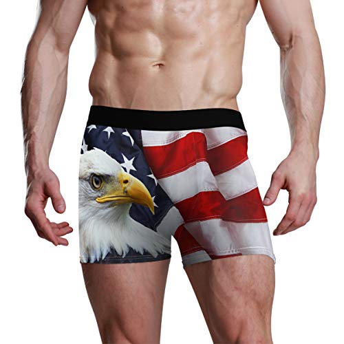 Calzoncillos Ultra Suaves con Bolsa de Bulbo Premium Ropa Interior cómoda para Hombres Boy Stretch Boxer Trunk Eagle American Flag Birds Mens Boxer Briefs