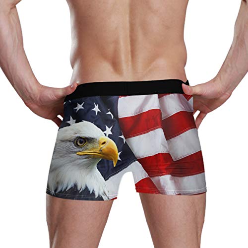 Calzoncillos Ultra Suaves con Bolsa de Bulbo Premium Ropa Interior cómoda para Hombres Boy Stretch Boxer Trunk Eagle American Flag Birds Mens Boxer Briefs