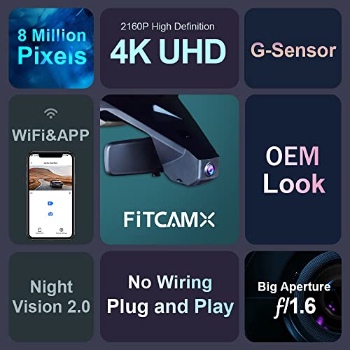 Cámara de Coche para Peugeot 3008/5008/CITROËN C5 Aircross/DS 7 Crossback E-Tense/DS 7 Crossback Ligne Noire, cámara encubierta dedicada Fitcamx 4K,Video WiFi UHD,Tarjeta de 64 GB