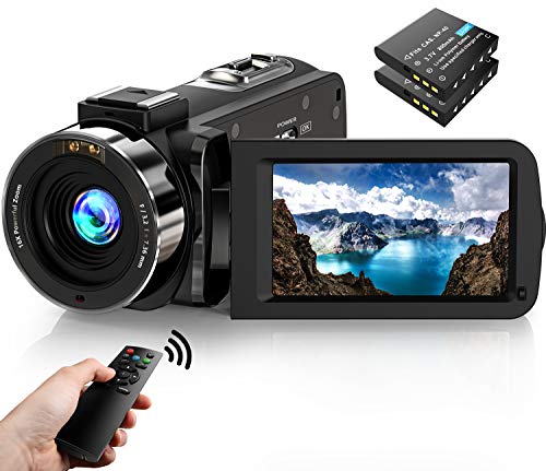 Cámara de Video videocámara FHD 1080P 30FPS 36MP IR visión Nocturna Youtube vlogging cámara grabadora 3.0 '' rotación de 270 Grados Pantalla IPS Videocámara con Control Remoto y 2 baterías
