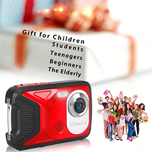 Cámara Digital a Prueba de Agua GDC8026 / Zoom Digital de 8X / 21 MP / 1080P FHD/Pantalla LCD TFT de 2,8"/ Cámara subacuática para niños/Adolescentes/Estudiantes/Principiantes/Los Ancianos (Rojo)