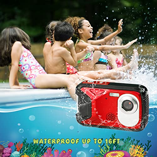 Cámara Digital a Prueba de Agua GDC8026 / Zoom Digital de 8X / 21 MP / 1080P FHD/Pantalla LCD TFT de 2,8"/ Cámara subacuática para niños/Adolescentes/Estudiantes/Principiantes/Los Ancianos (Rojo)