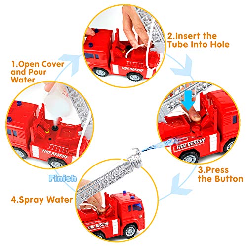 Camión de Bomberos Juguete – Camion de Bomberos Coches de Juguetes con Bomba de Agua Juego Educación Regalo para Niño 3 4 5 6 Años