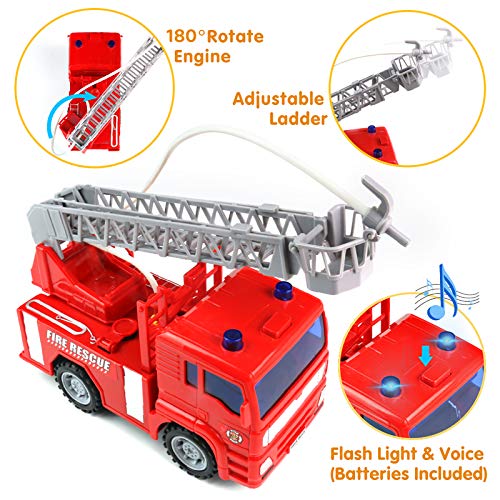 Camión de Bomberos Juguete – Camion de Bomberos Coches de Juguetes con Bomba de Agua Juego Educación Regalo para Niño 3 4 5 6 Años