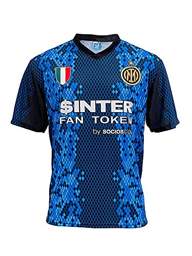 Camiseta del Inter Joaquìn Correa 19 Home 2021 2022, réplica oficial (Talla 2, 4, 6, 8, 10, 12 años, niño, niño) (Talla S, M, L, XL, XXL, Adulto) azul, negro, dorado, 100% poliéster