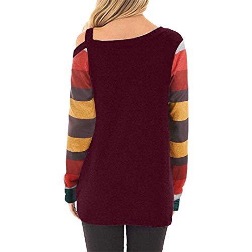 Camiseta Linda de Manga Larga para Mujer Blusa Informal Tops Sudadera con Cuello Redondo Tops con Hombros Twisted Jumpers Cuello Redondo Holgada de Gran tamaño con Estampado Floral Blusa Tipo Jersey