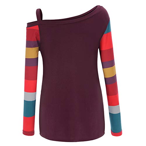 Camiseta Linda de Manga Larga para Mujer Blusa Informal Tops Sudadera con Cuello Redondo Tops con Hombros Twisted Jumpers Cuello Redondo Holgada de Gran tamaño con Estampado Floral Blusa Tipo Jersey