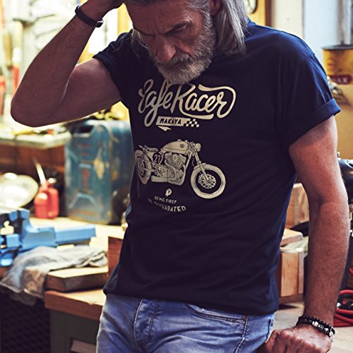 Camiseta Moto GP - Vintage Harley Biker T-Shirt Hombre Motocross Ropa Azul L