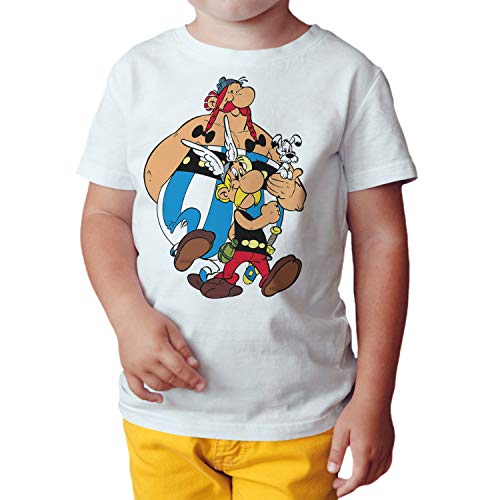 Camiseta Niño - Unisex Cómic - Dibujos Animación, Astérix y Obélix (Blanco, 5 años)