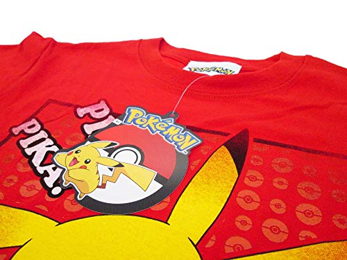 Camiseta original de Pokemon de Pikachu Pikachu, color rojo Pika! Camiseta oficial para niño rojo 12-13 Años