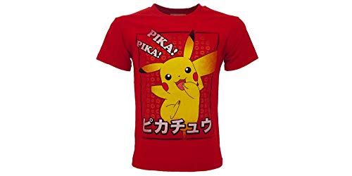 Camiseta original de Pokemon de Pikachu Pikachu, color rojo Pika! Camiseta oficial para niño rojo 12-13 Años