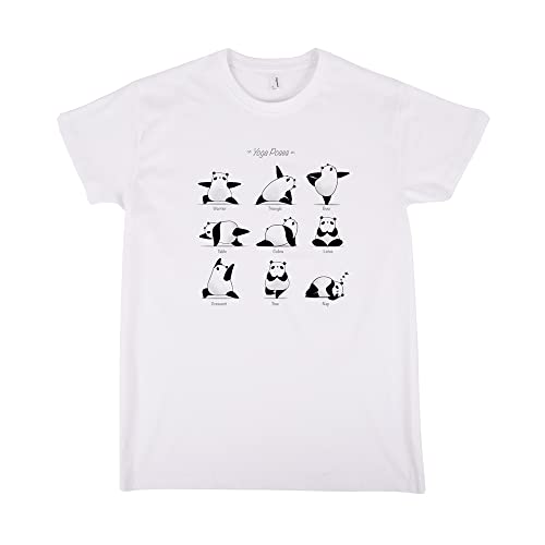 Camiseta Yoga Panda - Yogi - 100% Algodón - Serigrafía Blanco - Talla S