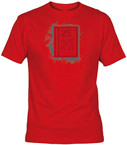 Camisetas EGB Camiseta Insert Coin Adulto/niño ochenteras 80´s Retro (XXL, Rojo)