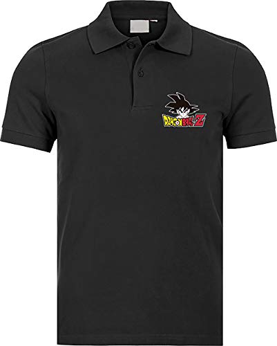 Camisetas EGB Polo Dragon Ball ochenteras 80´s Retro (Negro, XL)