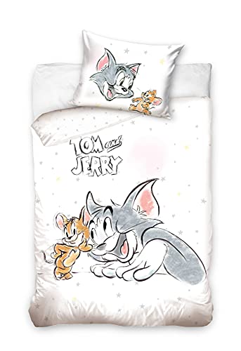 Carbotex Tom&Jerry - Juego de cama (algodón, 100 x 135 cm y 40 x 60 cm)