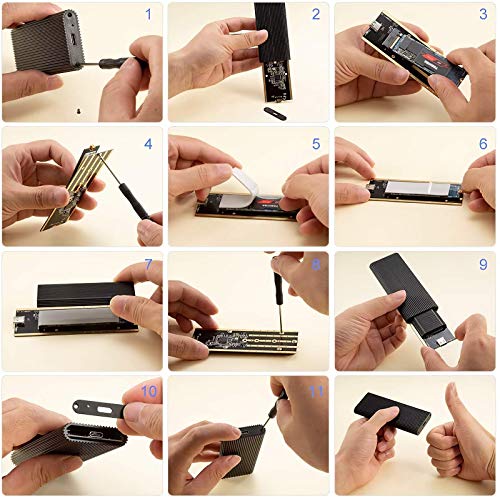 Carcasa M.2 NVMe Caja Externa USB 3.1 Gen2 PCIe SSD Adaptador 10 Gbps UASP, POSUGEAR Estuche De Disco Duro Tipo C para M-Key y M + B 2230/2242 / 2260/2280