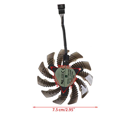 CAREMiLLE 1/3 Uds 75mm T128010SU 4 Pines Ventilador Enfriador para Tarjeta Gigabyte GTX 1060 1070 1080, Ventilador de refrigeración de diámetro 75mm / 2,9 Pulgadas