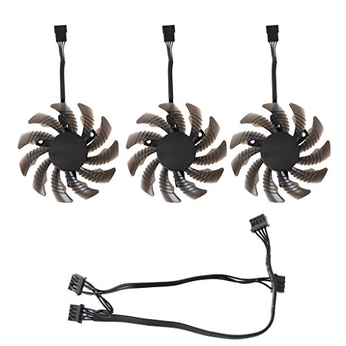 CAREMiLLE 1/3 Uds 75mm T128010SU 4 Pines Ventilador Enfriador para Tarjeta Gigabyte GTX 1060 1070 1080, Ventilador de refrigeración de diámetro 75mm / 2,9 Pulgadas