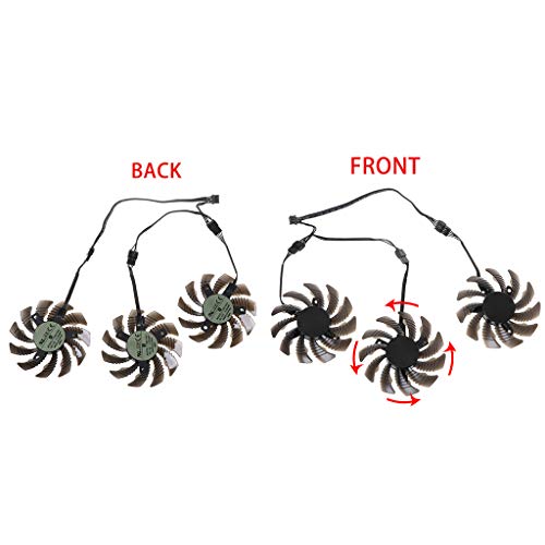 CAREMiLLE 1/3 Uds 75mm T128010SU 4 Pines Ventilador Enfriador para Tarjeta Gigabyte GTX 1060 1070 1080, Ventilador de refrigeración de diámetro 75mm / 2,9 Pulgadas