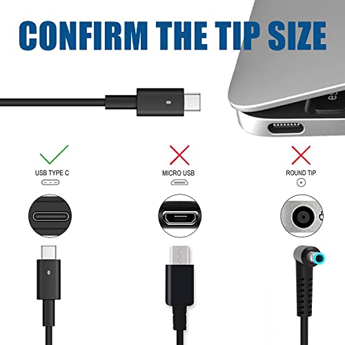 Cargador 65w USB C Adaptador PC Portátil para DELL Latitude 11 7212 12 5285 5289 5290 7275 14 5490 7410 7490, DELL Xps 12 13 15 9250 9343 9350 9360 9365 9370 Tipo-C CA Adaptador de Corriente