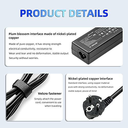 Cargador de Fuente de alimentación 65W 19.5V 3.33A para HP Pavilion 11 13 15 Stream 11 13 14 Split 13 Elitebook Folio 1040 G1 HP 215240250255 G2 741727-001 710412-001 Conector: 4.5 x 3, 0 mm