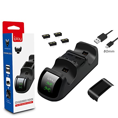 Cargador para Mando PS4, Estación de Carga USB, Protección Inteligente con LED Indicador para Sony Playstation 4/ PS4 / PS4 Pro / PS4 Slim