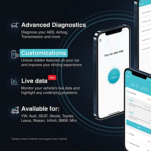 Carista OBD2 Adaptador Bluetooth y App: Diagnostico, Personalización y Herramientas de Servicio con la última tecnología