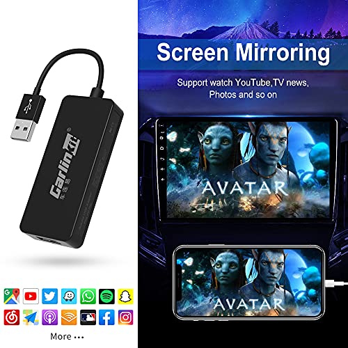 Carlinkit Cableada Carplay/Cableada Android Auto USB Dongle,Compatible con Radio de Coche Android 4.4.2 y Superior(Instale con éxito autokit.apk en el Sistema de Radio del automóvil Antes de Comprar)