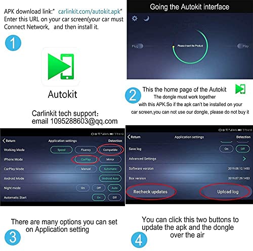 Carlinkit CarPlay inalámbrico y Android Auto con cable USB dongle,Compatible con Radio de Coche Android 4.4.2 y Superior(Instale con éxito autokit.apk en la radio de su automóvil antes de comprar)