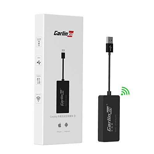 Carlinkit USB carplay inalambrico and Android Auto cableada adaptador,Compatible con radio de coche Android 4.4.2 y superior(Instale con éxito autokit.apk en la radio de su automóvil antes de comprar)