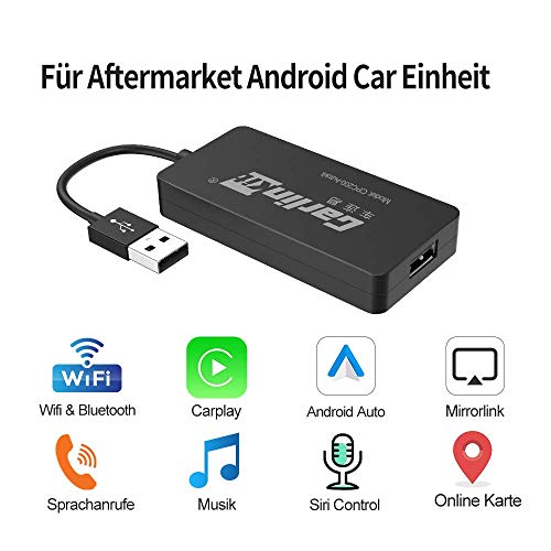 Carlinkit USB carplay inalambrico and Android Auto cableada adaptador,Compatible con radio de coche Android 4.4.2 y superior(Instale con éxito autokit.apk en la radio de su automóvil antes de comprar)