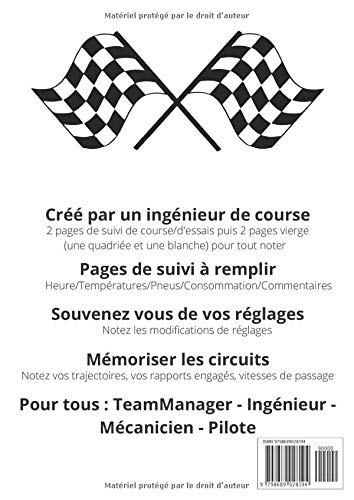 Carnet de Course Auto: Sport Auto | SimRacing | Simulateur | Entrainement | Pilote, Ingénieur, Mécanicien, Team Manager | Notez vos Réglages, vos ... sur des courses sprint ou d'endurance