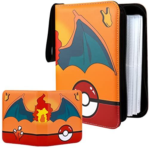 Carpeta de tarjetas para Pokémon, 400 cartas de bolsillo Carpeta Álbumes Páginas Tarjeta Estuche organizador portátil para almacenamiento de libros