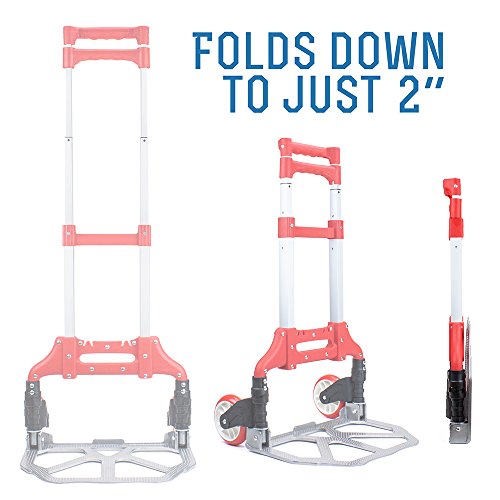 Carretilla de Mano, plegable de aluminio de capacidad para 150 Lb. A sólo 2 "por Knack