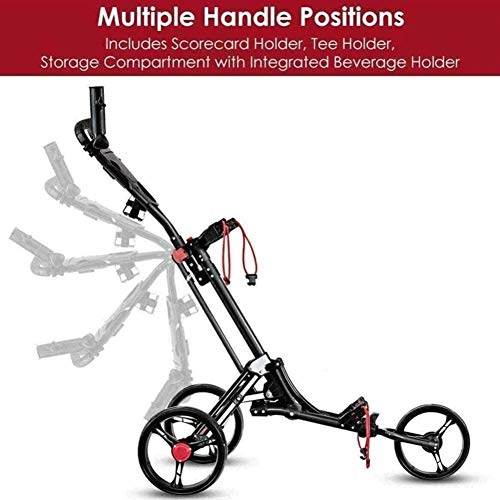 Carrito de Golf Carro de golf Plegable Golf Push Pull carrito de 3 ruedas de peso ligero plegable carro de golf carro de golf con Push manija ajustable de freno de pie marcador fácil de abrir / cerrar