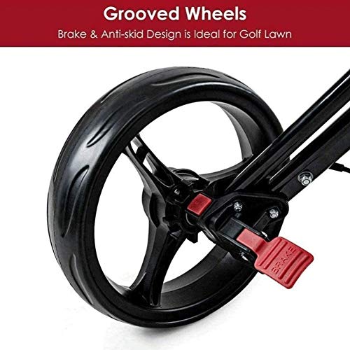 Carrito de Golf Carro de golf Plegable Golf Push Pull carrito de 3 ruedas de peso ligero plegable carro de golf carro de golf con Push manija ajustable de freno de pie marcador fácil de abrir / cerrar