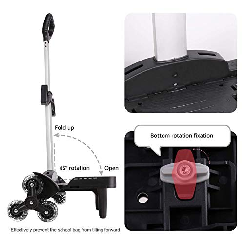 Carrito de Mochila, Carros para Mochilas Escolares Carrito con Ruedas Mano Plegable de Aleación Aluminio con Border Base 6 Ruedas para Niños Adolescentes Adultos Viajes Escolares