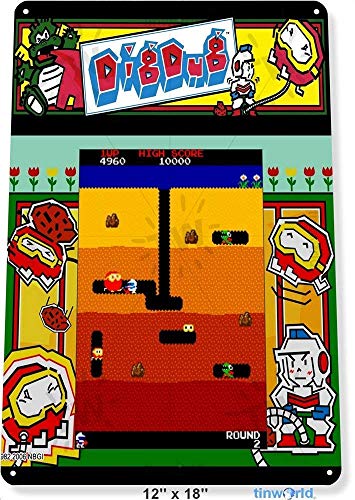 Cartel de estaño Dig-Dug Arcade Shop Game Room Art Marquee Console Metal Decor A835 Cartel de lata de metal de 20,3 x 30,5 cm Decoración de hierro Pintar personalización