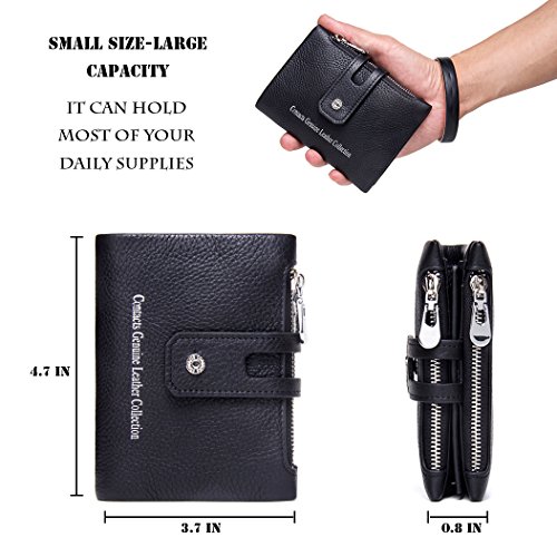 Cartera para hombre de piel, pequeña, con diseño vintage, negro vintage (Negro) - CGL-NSQB-02FMPB