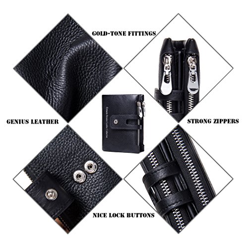 Cartera para hombre de piel, pequeña, con diseño vintage, negro vintage (Negro) - CGL-NSQB-02FMPB