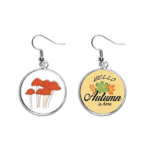 Cartoon Mushroom Line ilustración patrón lóbulo pendientes colgante hojas otoño pendientes joyas