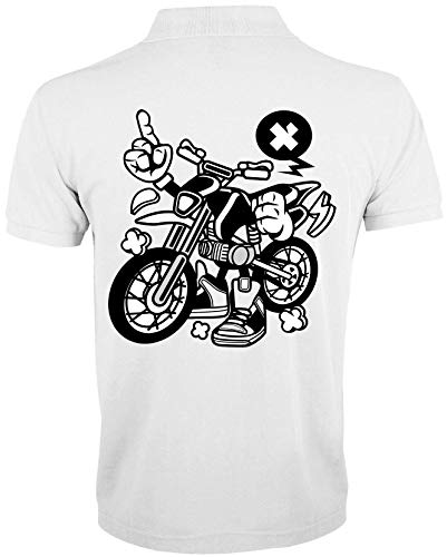 Cartoon Style Extreme Motocross Dirt Bike Art Polo de Hombre XX-Large