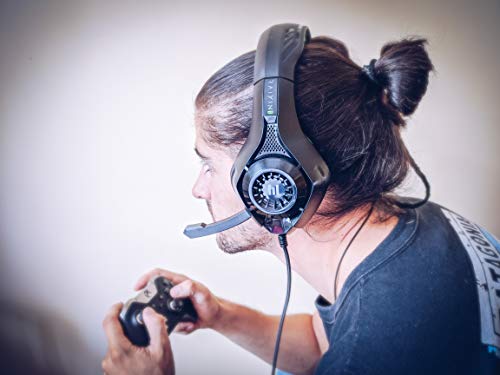 Cascos gamer compatibles con PS5, PS4, Xbox, Nintendo Switch, PC y Mac | Headset gaming: auriculares ergonómicos con sonido estéreo y micrófono | Cable de 1,5 m con entrada universal minijack de 3.5mm