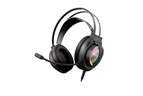 Cascos Gaming KROM KAPPA -NXKROMKAPPA - Auriculares con microfono, Sonido stereo RGB LED rainbow, Altavoces 50mm, Diadema Ajustable, Micro Flexible, USB, Compatible PC, Negro