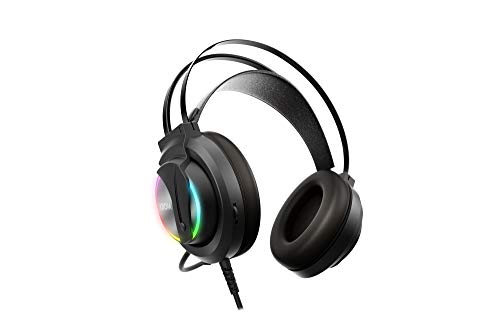 Cascos Gaming KROM KAPPA -NXKROMKAPPA - Auriculares con microfono, Sonido stereo RGB LED rainbow, Altavoces 50mm, Diadema Ajustable, Micro Flexible, USB, Compatible PC, Negro