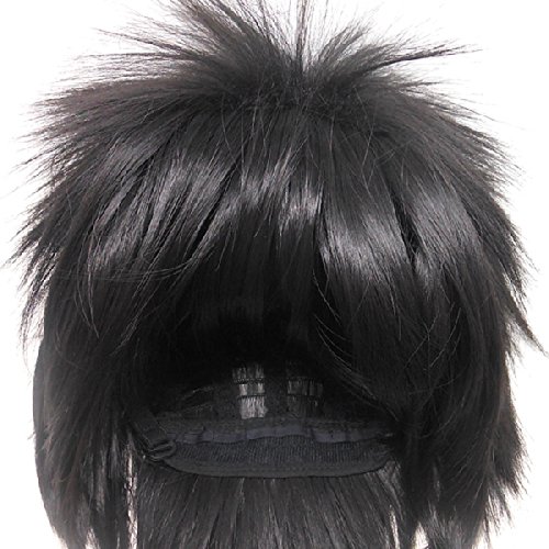 CaseEden (Caso Eden) NARUTO Naruto Sasuke de Crisis Core Final Fantasy VII FF7 ??Zack Fair (Zack Fair) Death Note Death Note L (El) peluca corta 35cm puro calor pelo negro negro negro y blanco Mel Choi peluca dos conjuntos netos ( negro y color de la piel