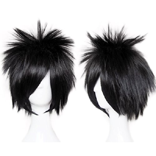 CaseEden (Caso Eden) NARUTO Naruto Sasuke de Crisis Core Final Fantasy VII FF7 ??Zack Fair (Zack Fair) Death Note Death Note L (El) peluca corta 35cm puro calor pelo negro negro negro y blanco Mel Choi peluca dos conjuntos netos ( negro y color de la piel