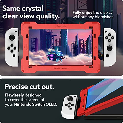 Caseology Snap Fit Protector Pantalla Compatible con Nintendo Switch OLED Protector de pantalla con kit de instalación - 2 Unidades