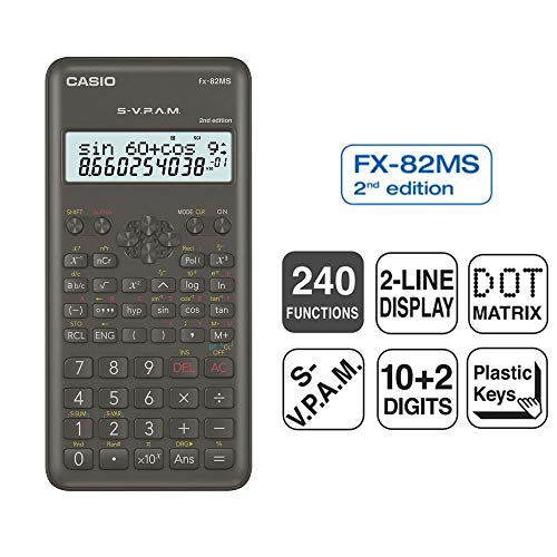 Casio FX-82MS-2-S-ET-B, Calculadora Científica, 1, Gris Oscuro