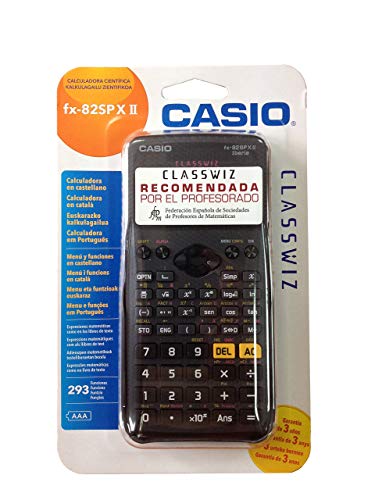 Casio FX-82SPXII Iberia - Calculadora científica, Recomendada para el curriculum español y portugués, 293 funciones, color gris